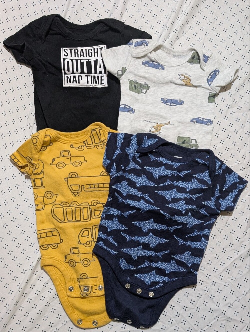 EUC Baby Boy Diaper Shirt Lot 0-3M Trucks Sharks And More *E14